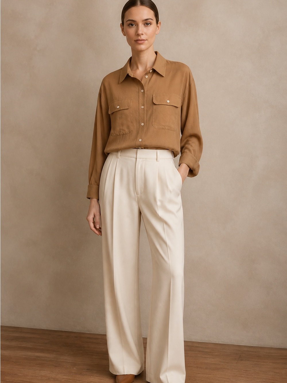 Banana Republic Button-Down Shirt in Camel Brown